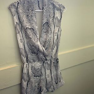 Snakeskin print romper in black and white from Lucy Paris
